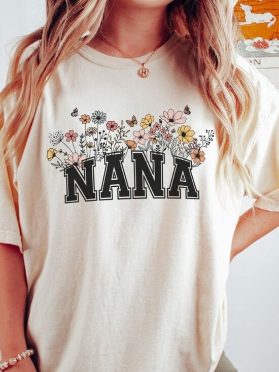Tops - Nana Shirt, Wildflowers Nana Shirt, New Grandma Tee